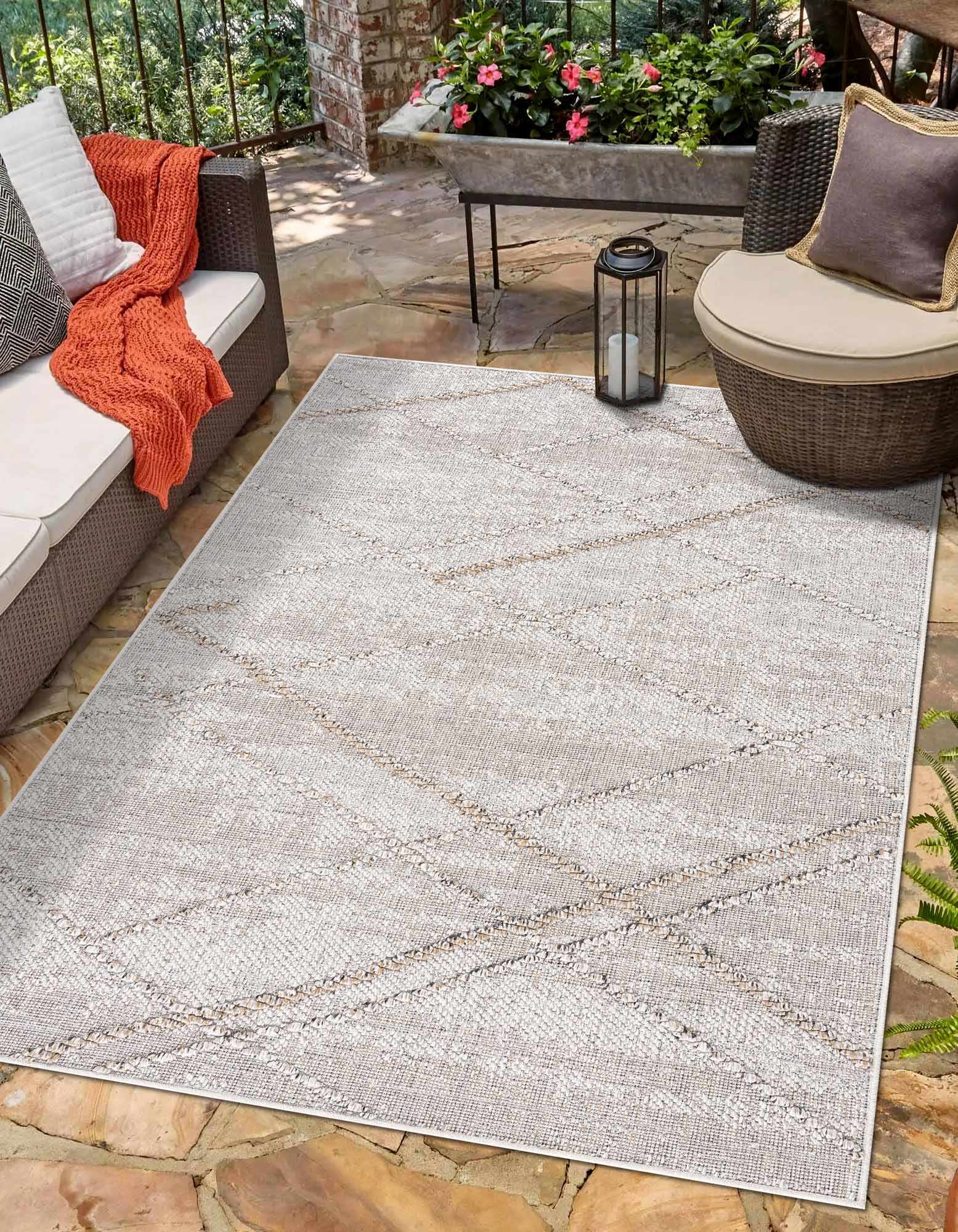 Alfombra texturizada de alto rendimiento Baqer Bone &amp; Tan - Liquidación