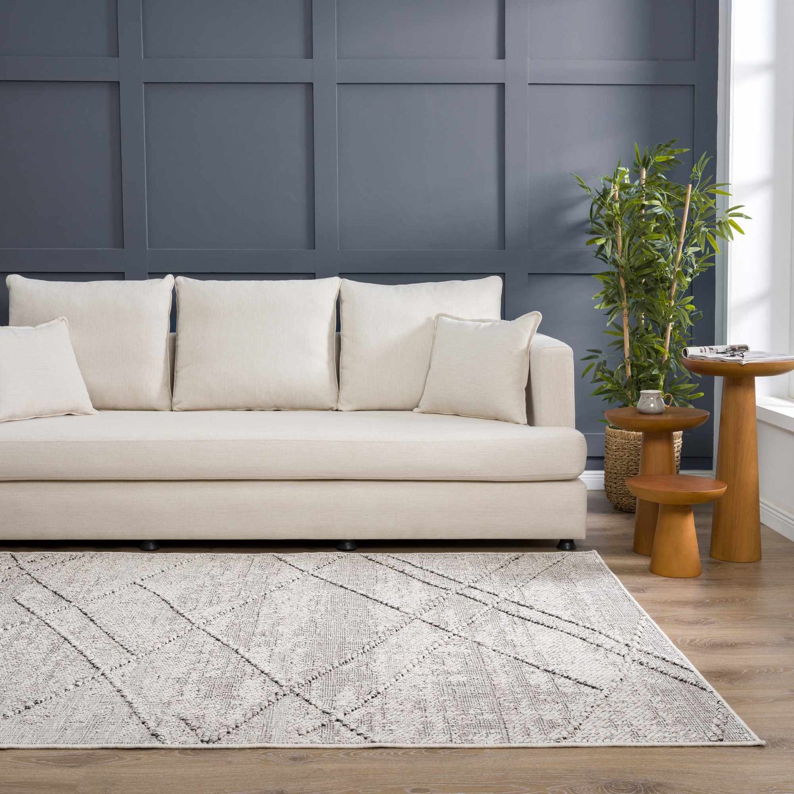 Alfombra texturizada de alto rendimiento Baqer Bone & Taupe - Liquidación