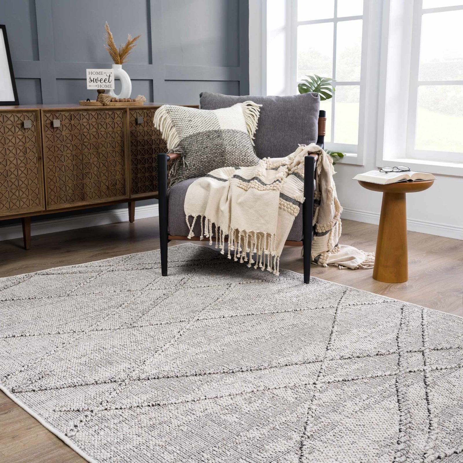 Alfombra texturizada de alto rendimiento Baqer Bone & Taupe - Liquidación