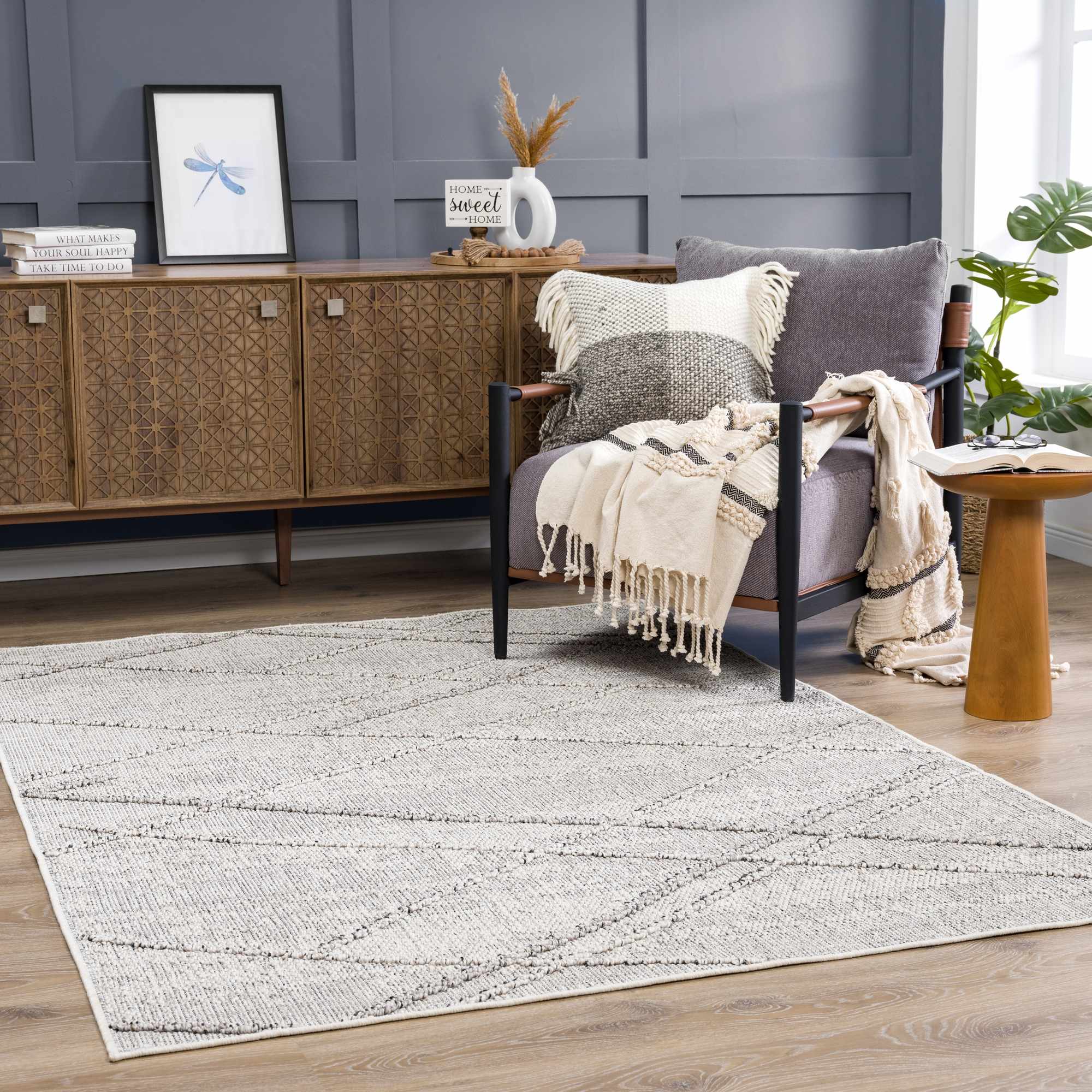 Alfombra texturizada de alto rendimiento Baqer Bone &amp; Taupe - Liquidación