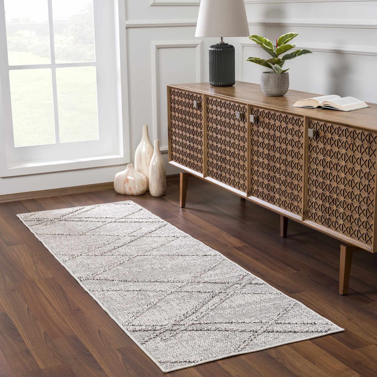 Alfombra texturizada de alto rendimiento Baqer Bone & Taupe - Liquidación