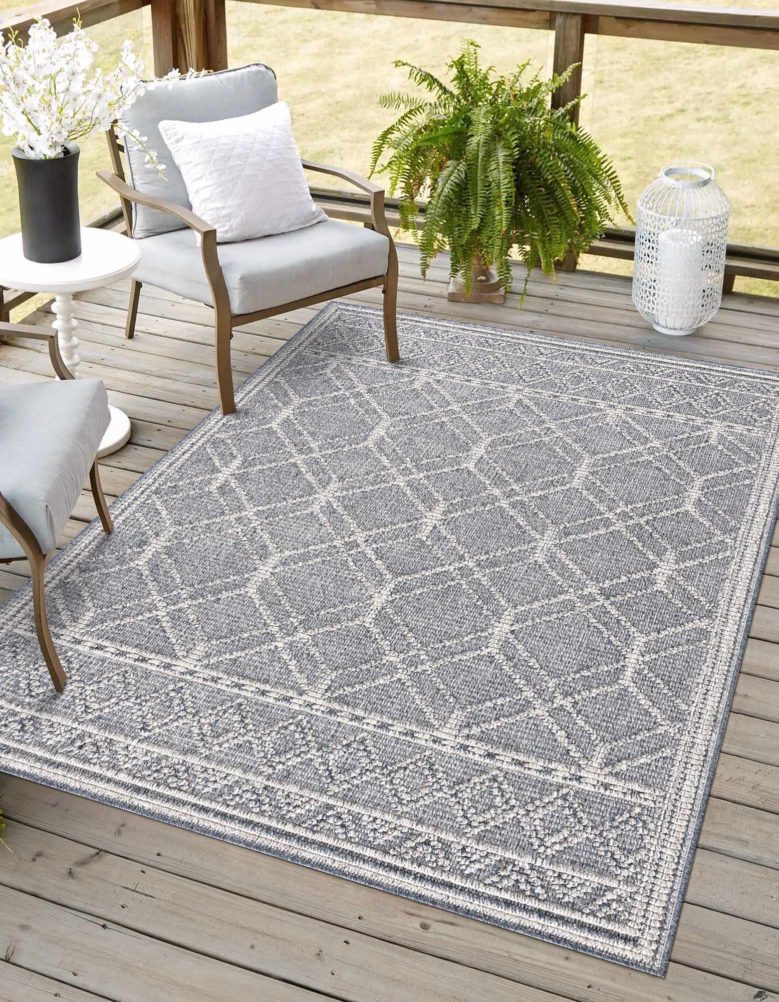 Alfombra Diah Gray azul y hueso - Liquidación