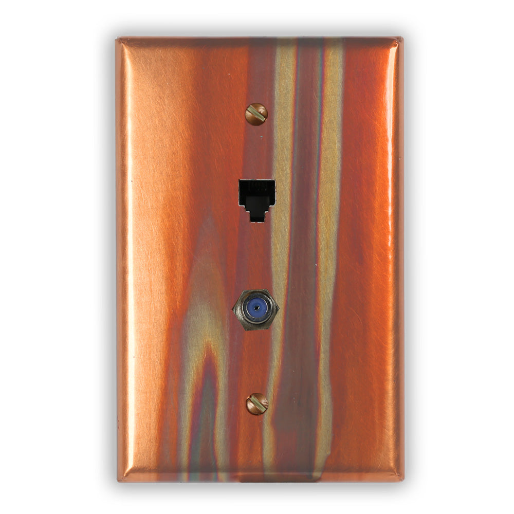 Stellar Copper - 1 Phone Jack / 1 Cable Jack Wallplate