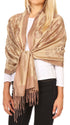 Sakkas Mia Reversible Brocade Paisley Scarf Wrap Shawl Soft and Light