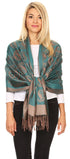 Sakkas Mia Reversible Brocade Paisley Scarf Wrap Shawl Soft and Light