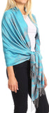 Sakkas Salome  Reversible Silky soft Wrap Shawl Scarf with Lovely Floral Brocade