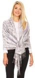 Sakkas Salome  Reversible Silky soft Wrap Shawl Scarf with Lovely Floral Brocade