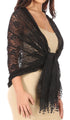 Sakkas Mari Women's Large Lightweight Soft Lace Scarf Wrap Shawl Floral and Fringe