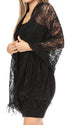 Sakkas Mari Women's Large Lightweight Soft Lace Scarf Wrap Shawl Floral and Fringe