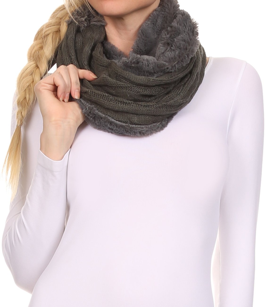 Bufanda infinita envolvente, reversible, de pelo corto y suave, Sakkas Abir