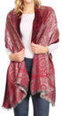 Sakkas Marga Women's Silky Soft Reversible Paisley Woven Pashmina Scarf Shawl Wrap