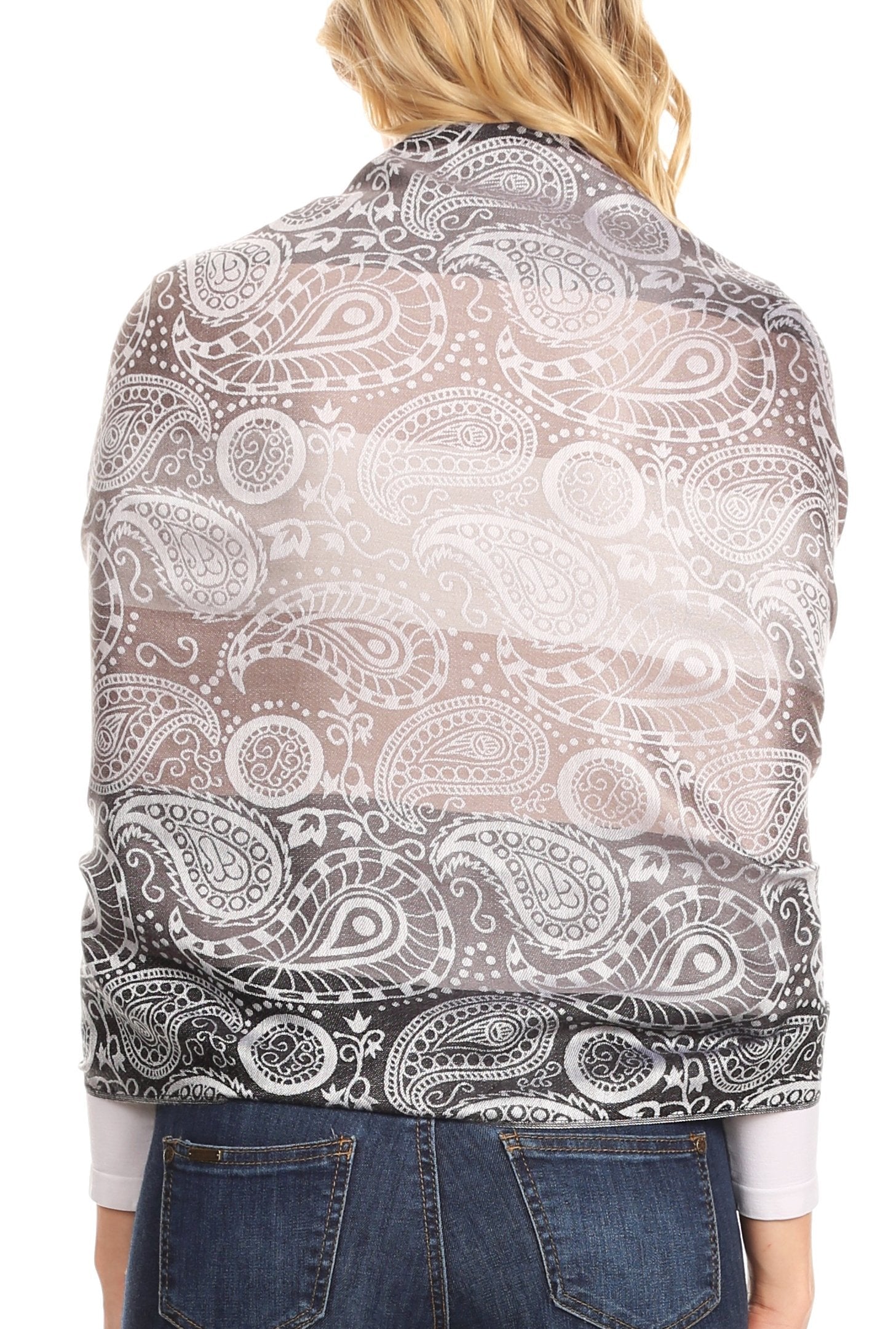 Sakkas Marga Women's Silky Soft Reversible Paisley Woven Pashmina Scarf Shawl Wrap