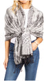 Sakkas Damari Women's Silky Soft Reversible Border Woven Pashmina Scarf Shawl Wrap