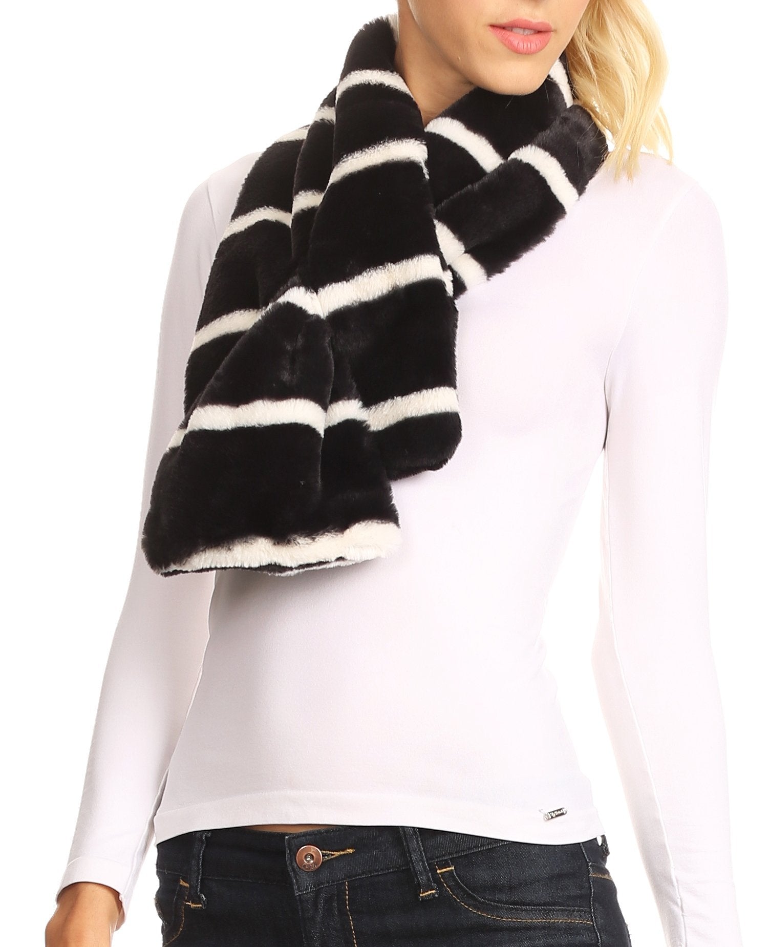 Sakkas Colette Faux Mink Warm Winter Soft Luxurious KeyHole Scarf