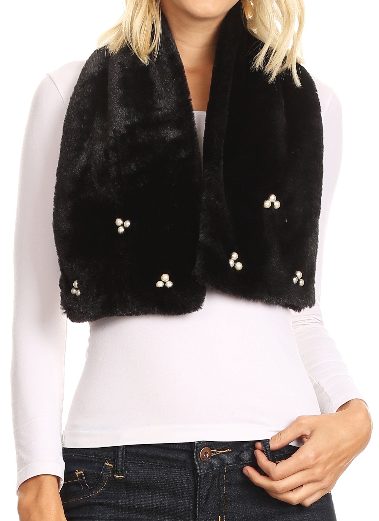 Sakkas Colette Faux Mink Warm Winter Soft Luxurious KeyHole Scarf