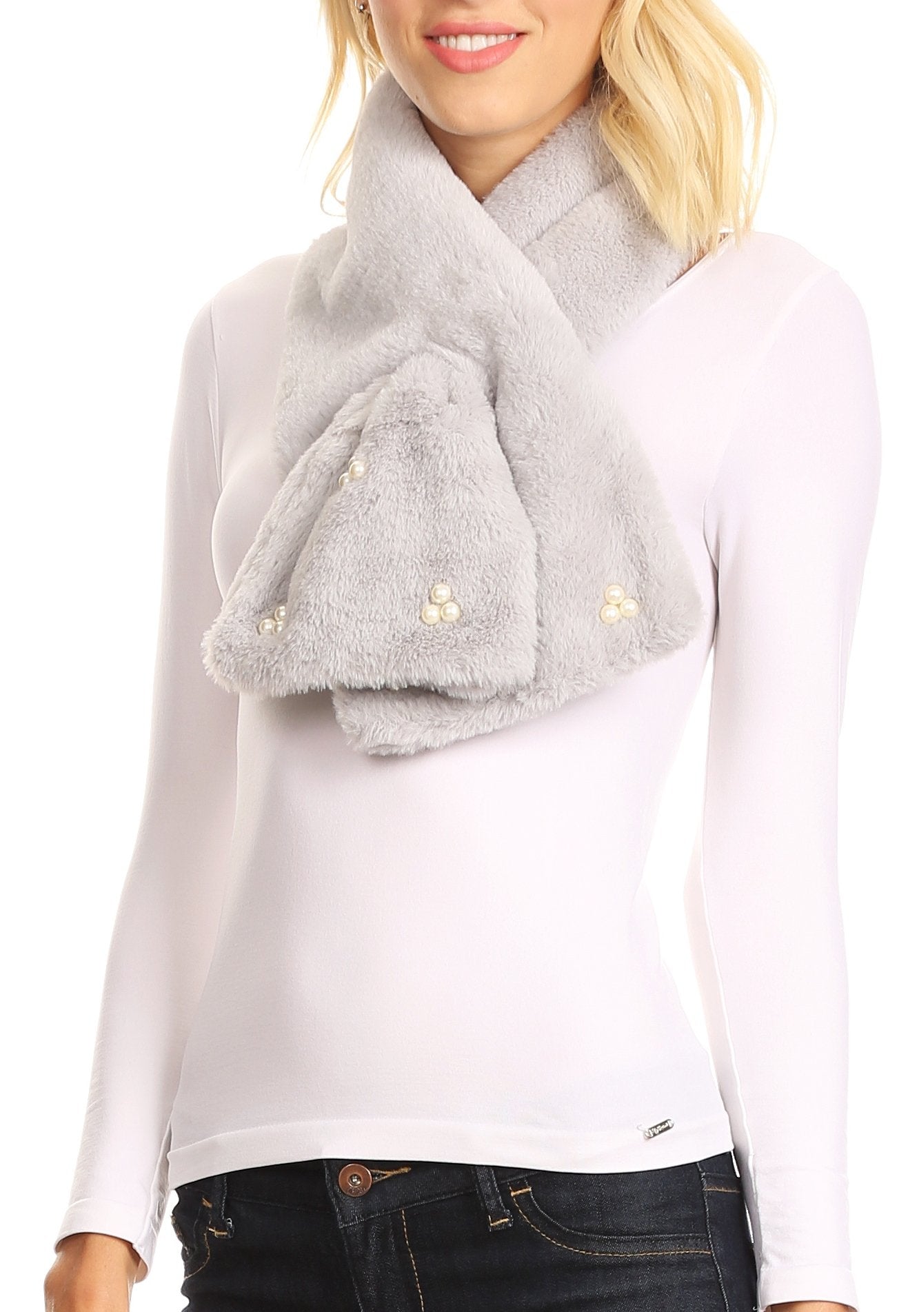 Sakkas Colette Faux Mink Warm Winter Soft Luxurious KeyHole Scarf