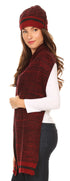 Sakkas Theo Unisex Warm Winter Heather and stripes Knit Hat & Scarf Set