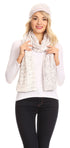 Sakkas Coline Soft Heather Chunky Cable knit Hat and Scarf Set Warm Cozy Winter