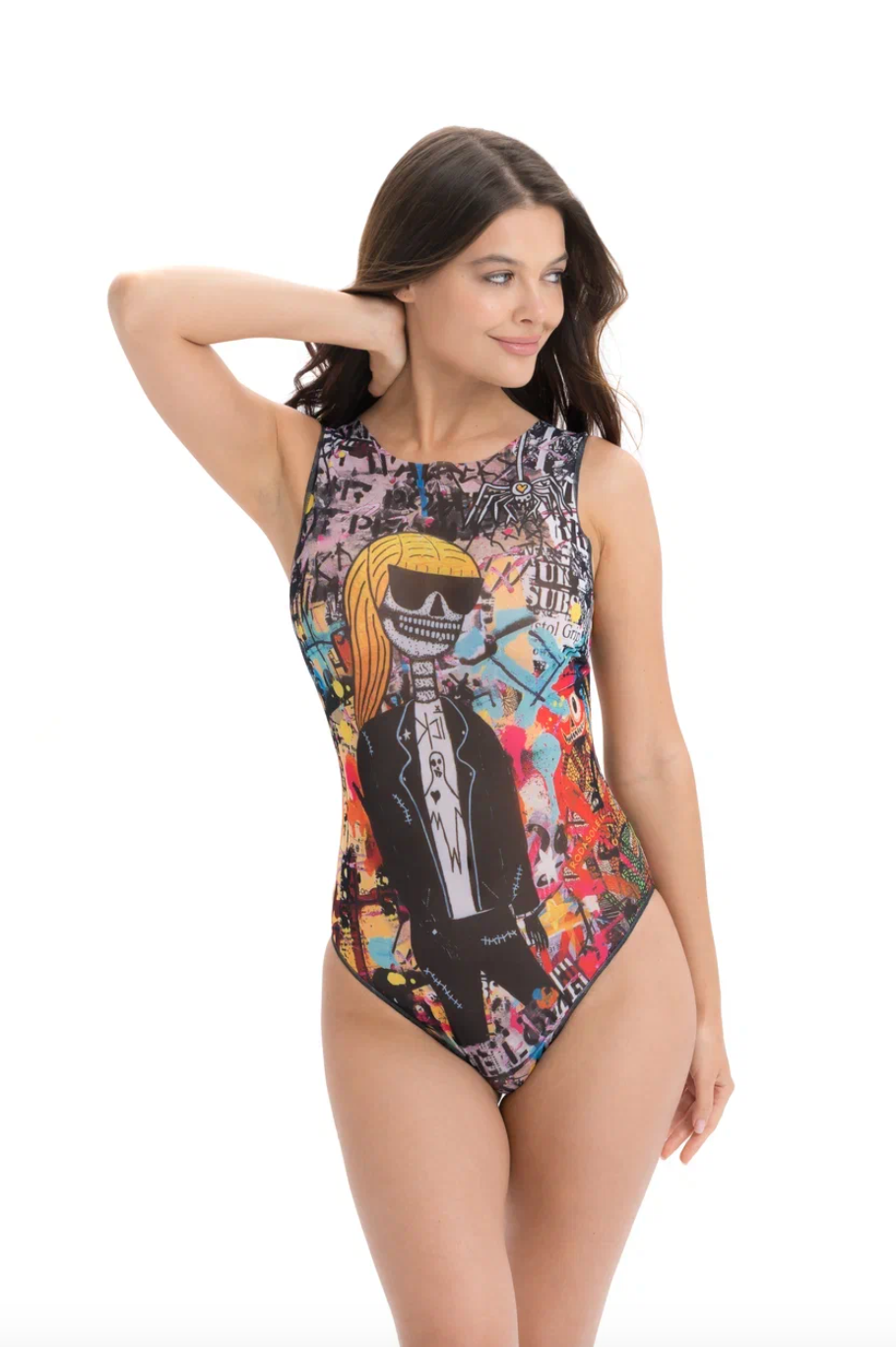 Skeleton Steph By Sticky Shaw Sleeveless Swimsuit