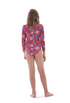 Kid's girl's  One-piece swimsuit with sleeves Stripes