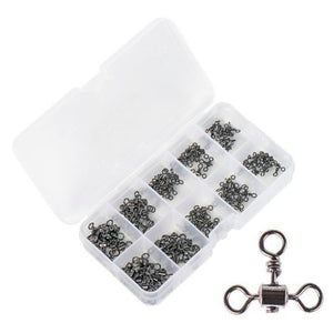 Stainless Steel 3 Way Fishing Terminal Tackle Swivels Set (100 Pack)