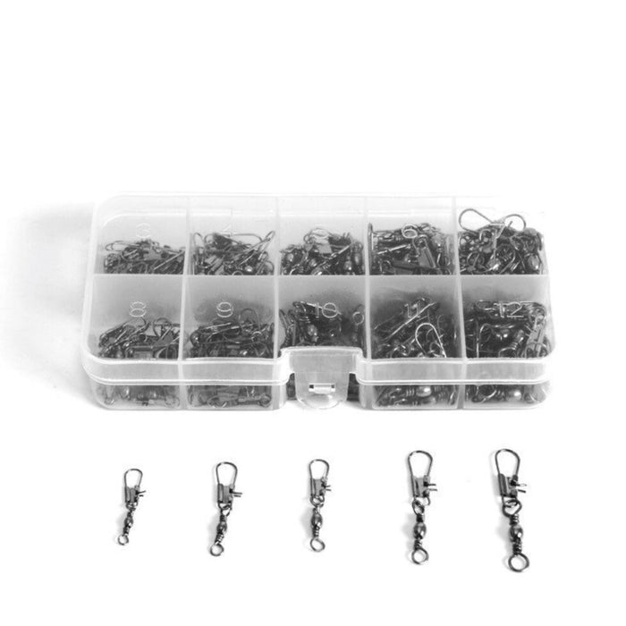 Stainless Steel Fishing Terminal Tackle  Swivel & Snap Set (200 Pack)