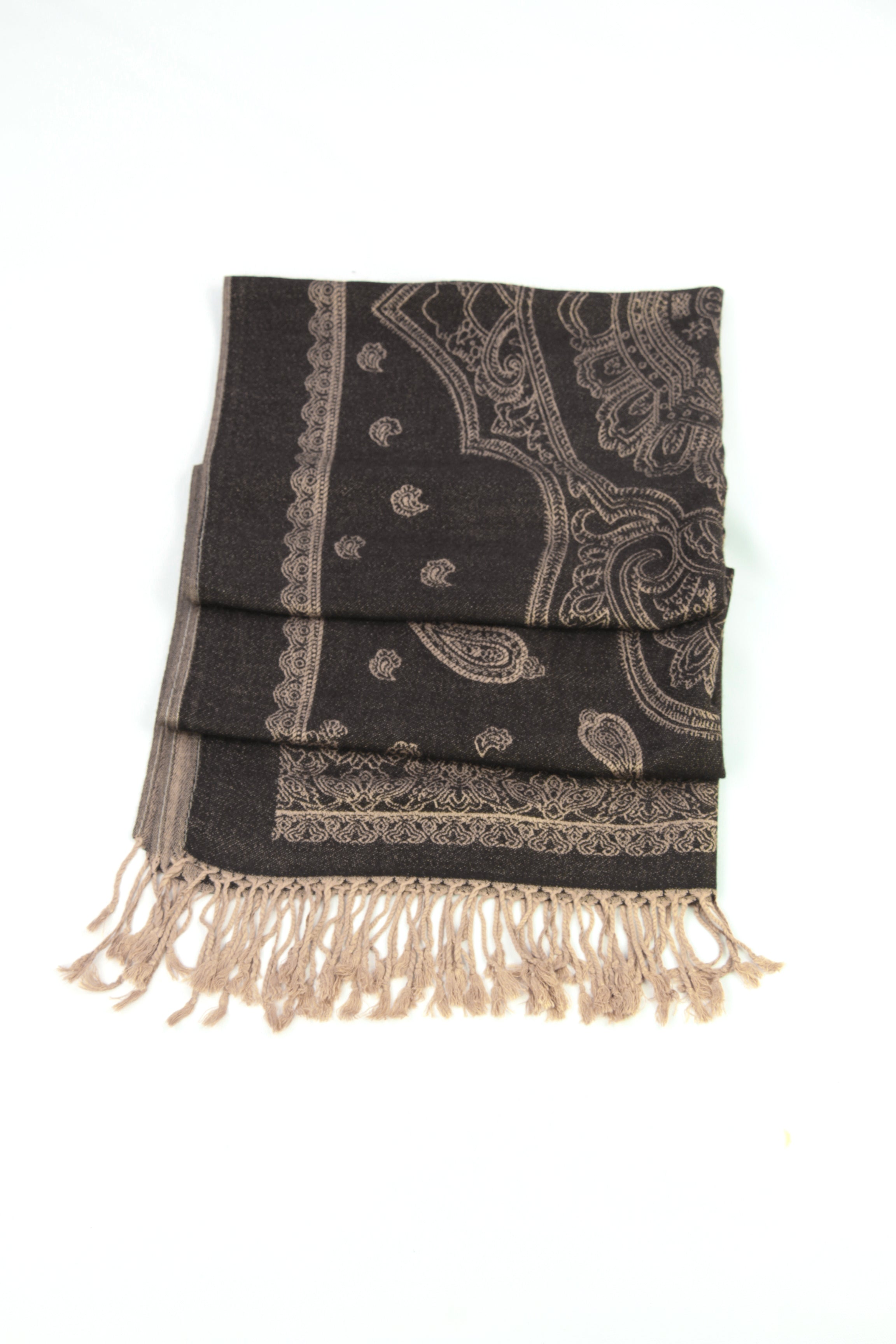 Sakkas Lightweight Two Tone Paisley Design Pashmina Fringe Scarf / Stole / Wrap