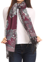 Sakkas Aurora Floral Rose Pashmina Scarf Shawl with Fringe Super Warm Soft Vegan