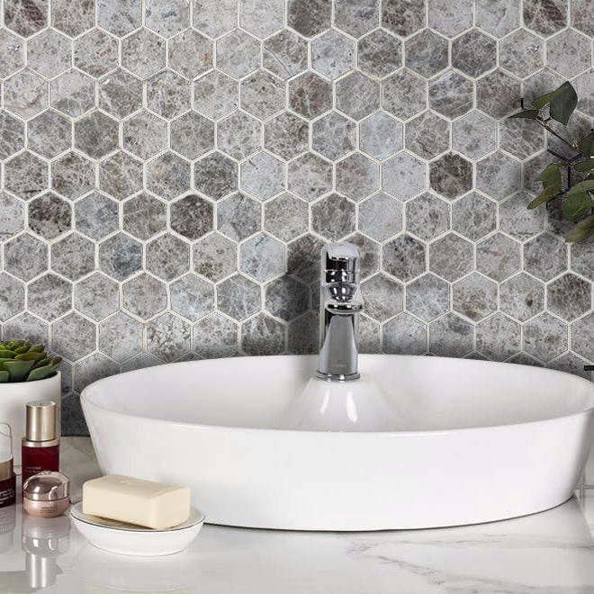 Silver Emperador Marble Hexagon 2