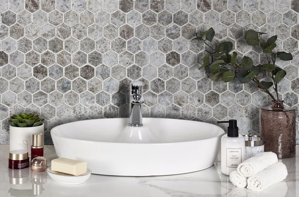 Silver Emperador Marble Hexagon 2