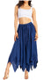 Sakkas Emery Womens Vintage Retro Maxi Rayon Embroidered Zigzag Hem Flowy Skirt