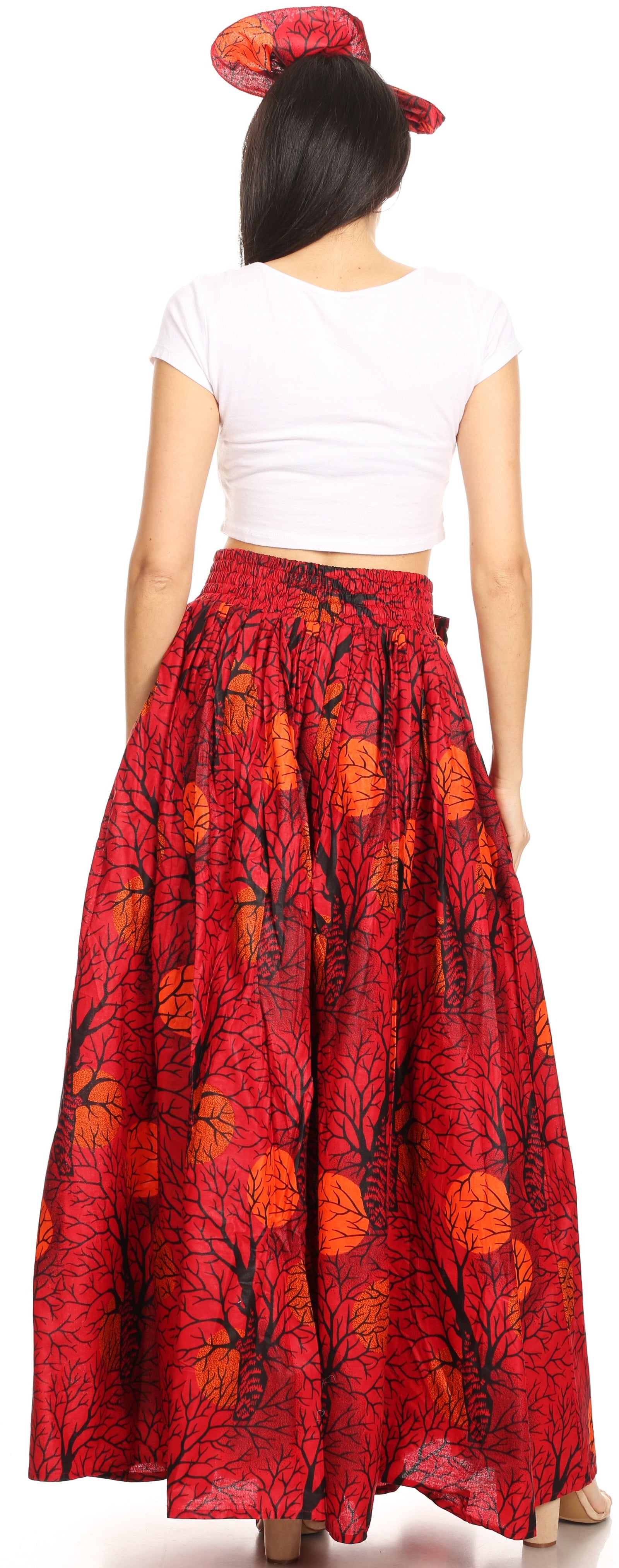 Sakkas Asma Convertible Traditional Wax Print Adjustable Strap Maxi Skirt Dress