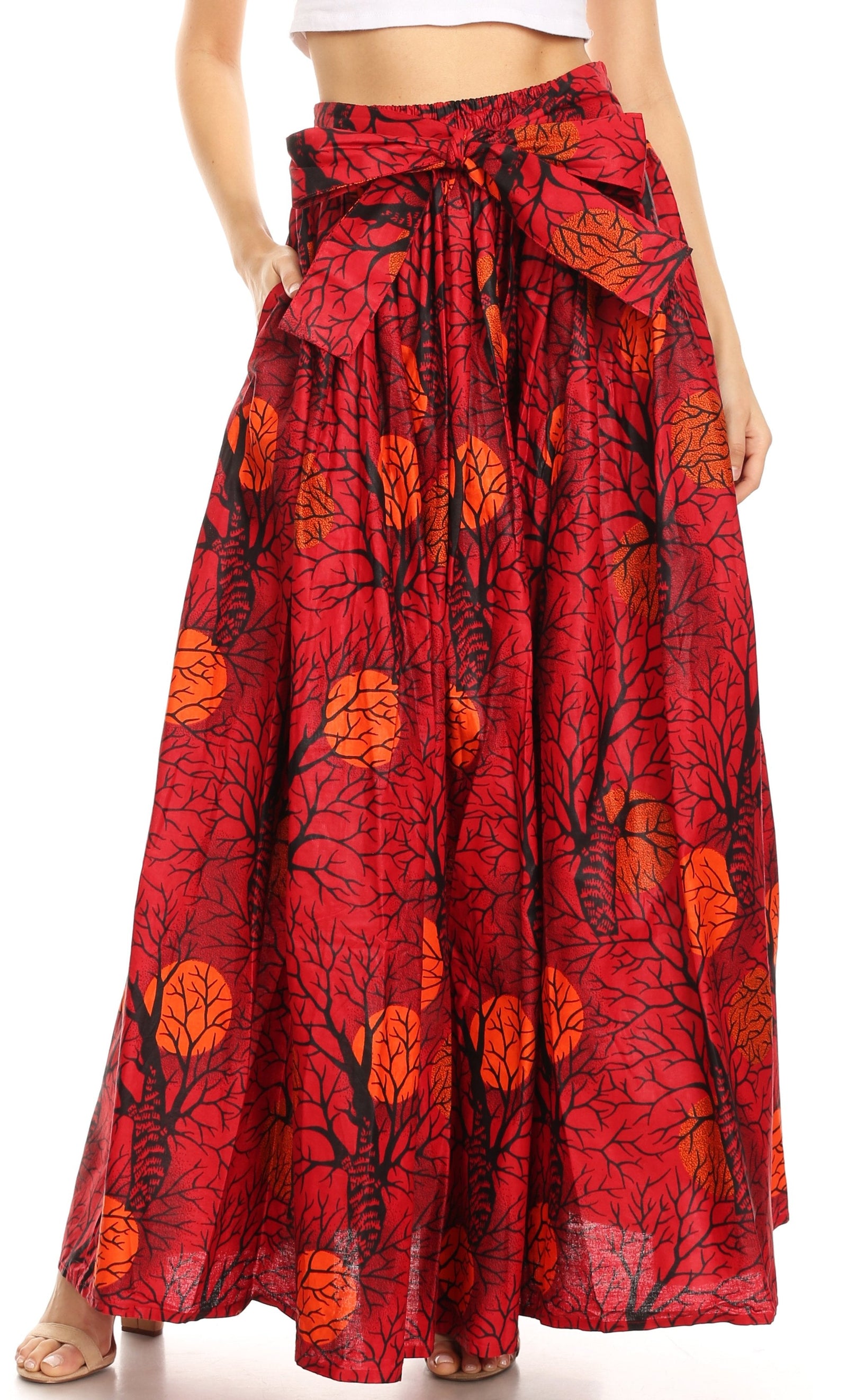 Sakkas Asma Convertible Traditional Wax Print Adjustable Strap Maxi Skirt Dress
