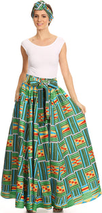 Sakkas Asma Convertible Traditional Wax Print Adjustable Strap Maxi Skirt Dress