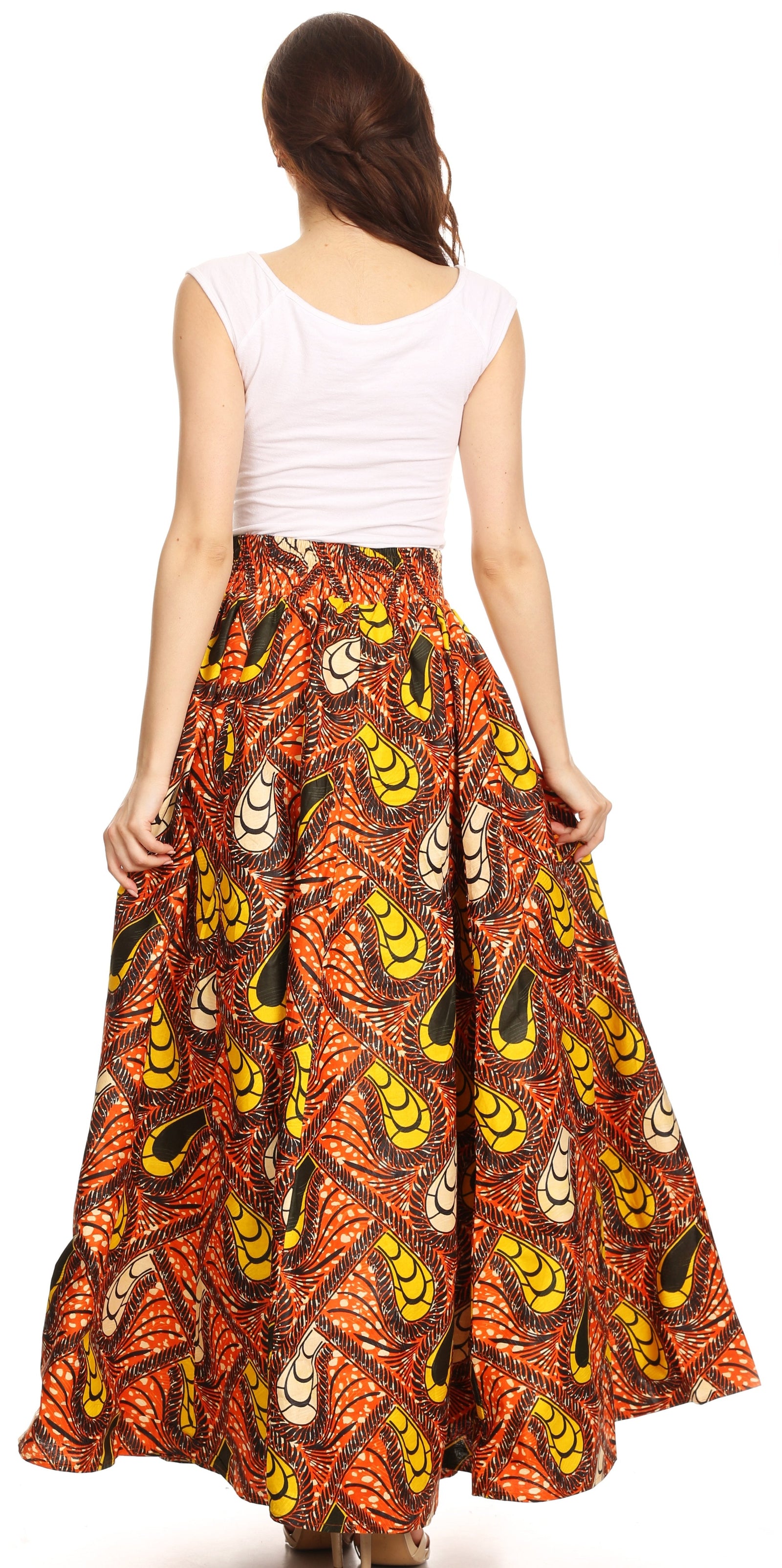 Sakkas Asma Convertible Traditional Wax Print Adjustable Strap Maxi Skirt Dress