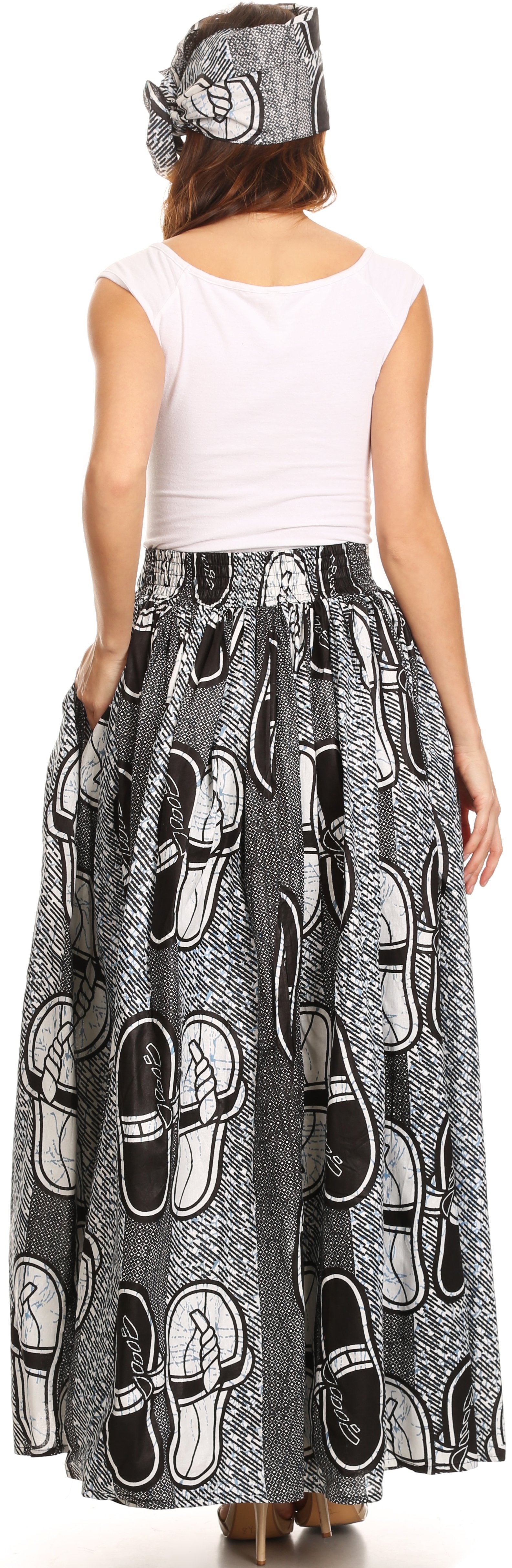 Sakkas Asma Convertible Traditional Wax Print Adjustable Strap Maxi Skirt Dress