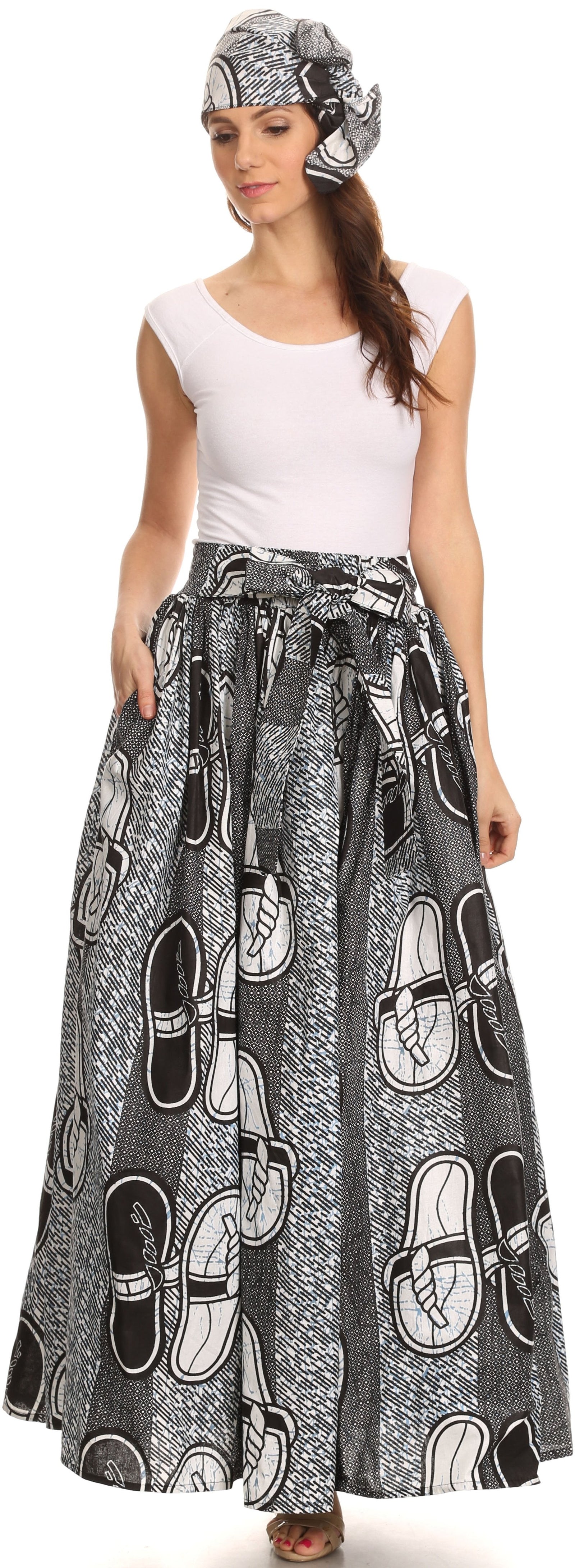 Sakkas Asma Convertible Traditional Wax Print Adjustable Strap Maxi Skirt Dress