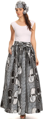 Sakkas Asma Convertible Traditional Wax Print Adjustable Strap Maxi Skirt Dress