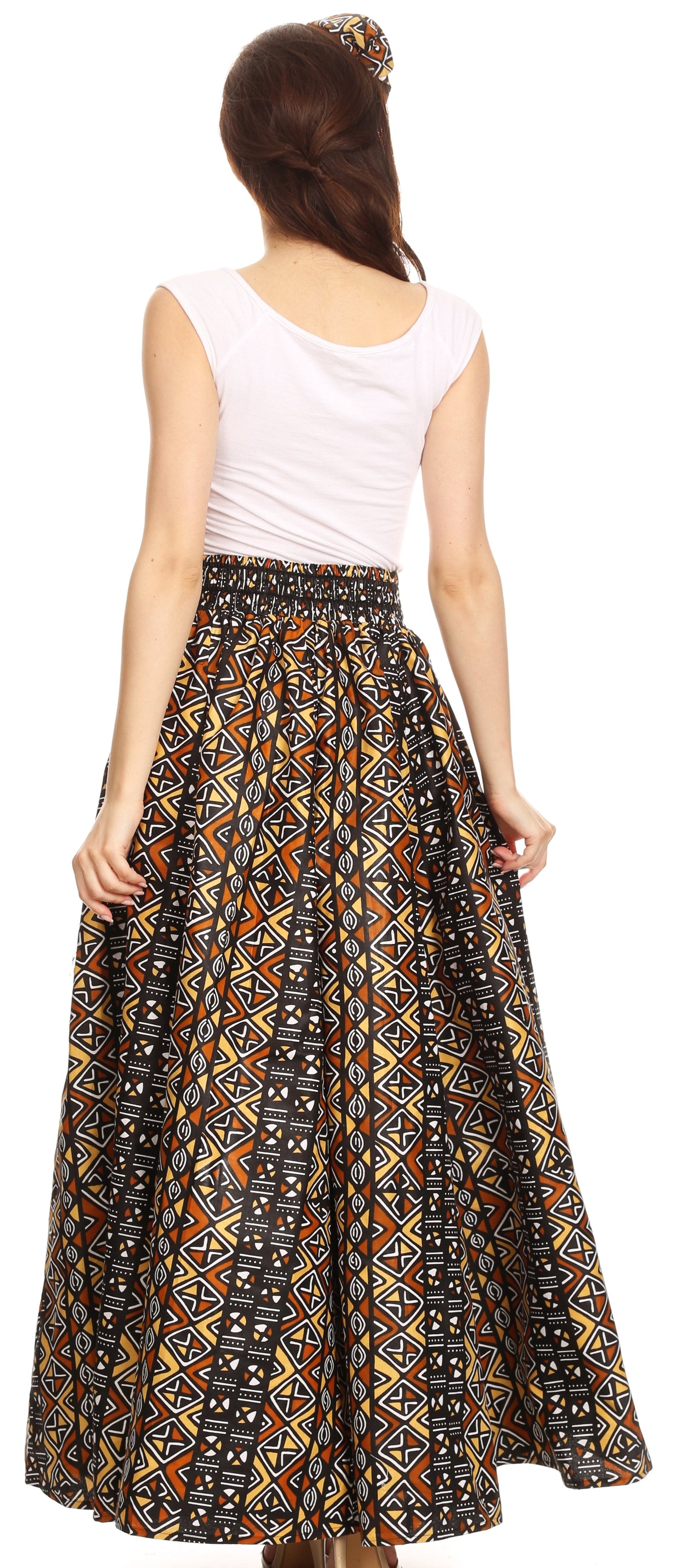 Sakkas Asma Convertible Traditional Wax Print Adjustable Strap Maxi Skirt Dress