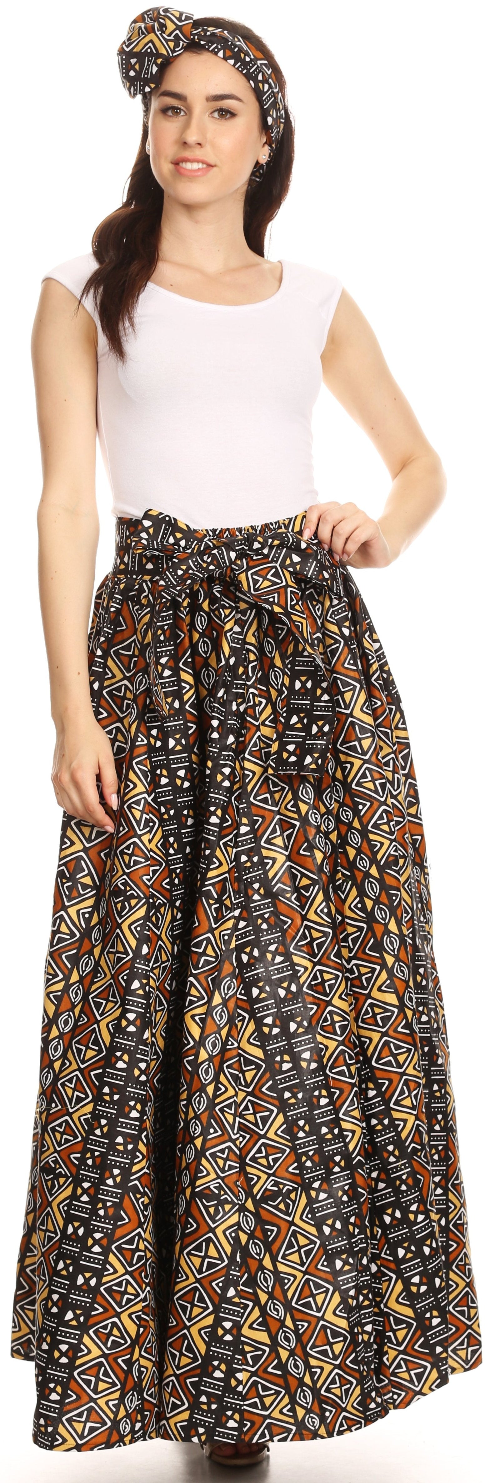 Sakkas Asma Convertible Traditional Wax Print Adjustable Strap Maxi Skirt Dress