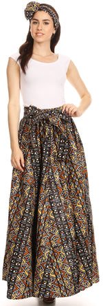 Sakkas Asma Convertible Traditional Wax Print Adjustable Strap Maxi Skirt Dress