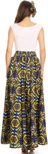Sakkas Asma Convertible Traditional Wax Print Adjustable Strap Maxi Skirt Dress