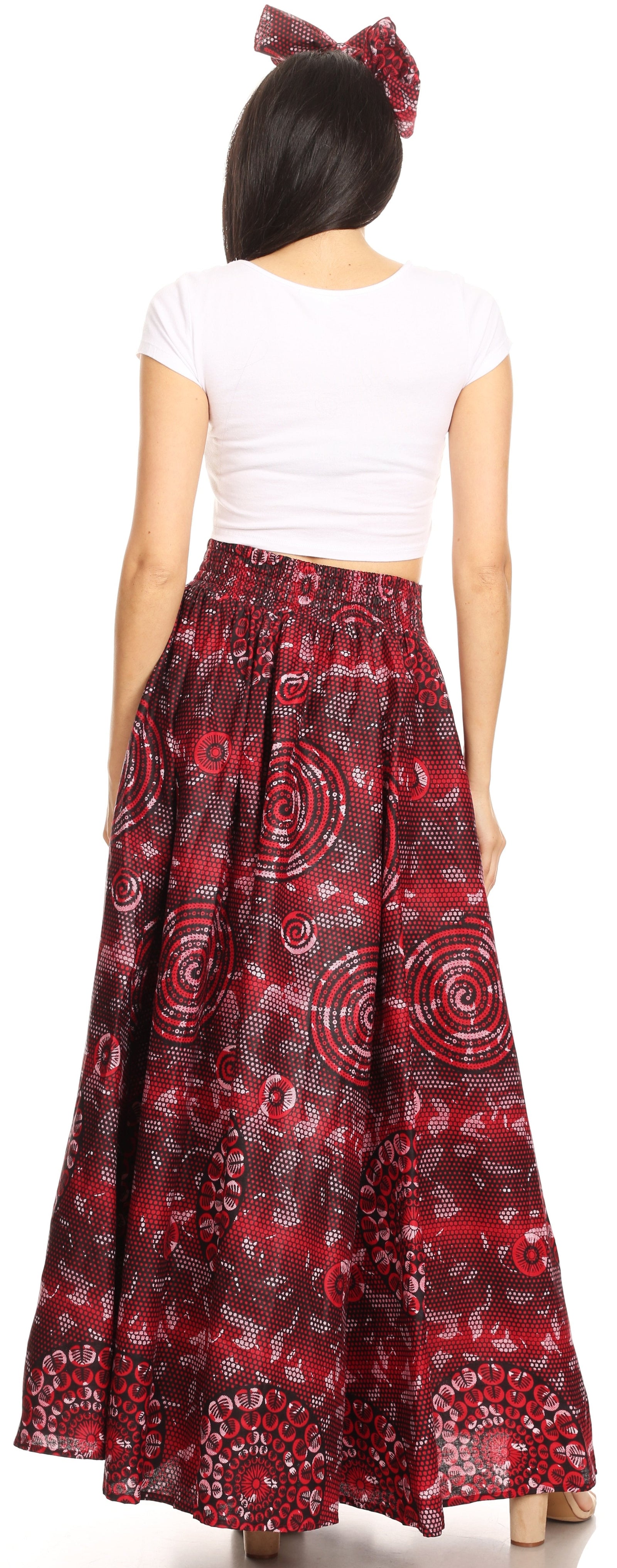 Sakkas Asma Convertible Traditional Wax Print Adjustable Strap Maxi Skirt Dress