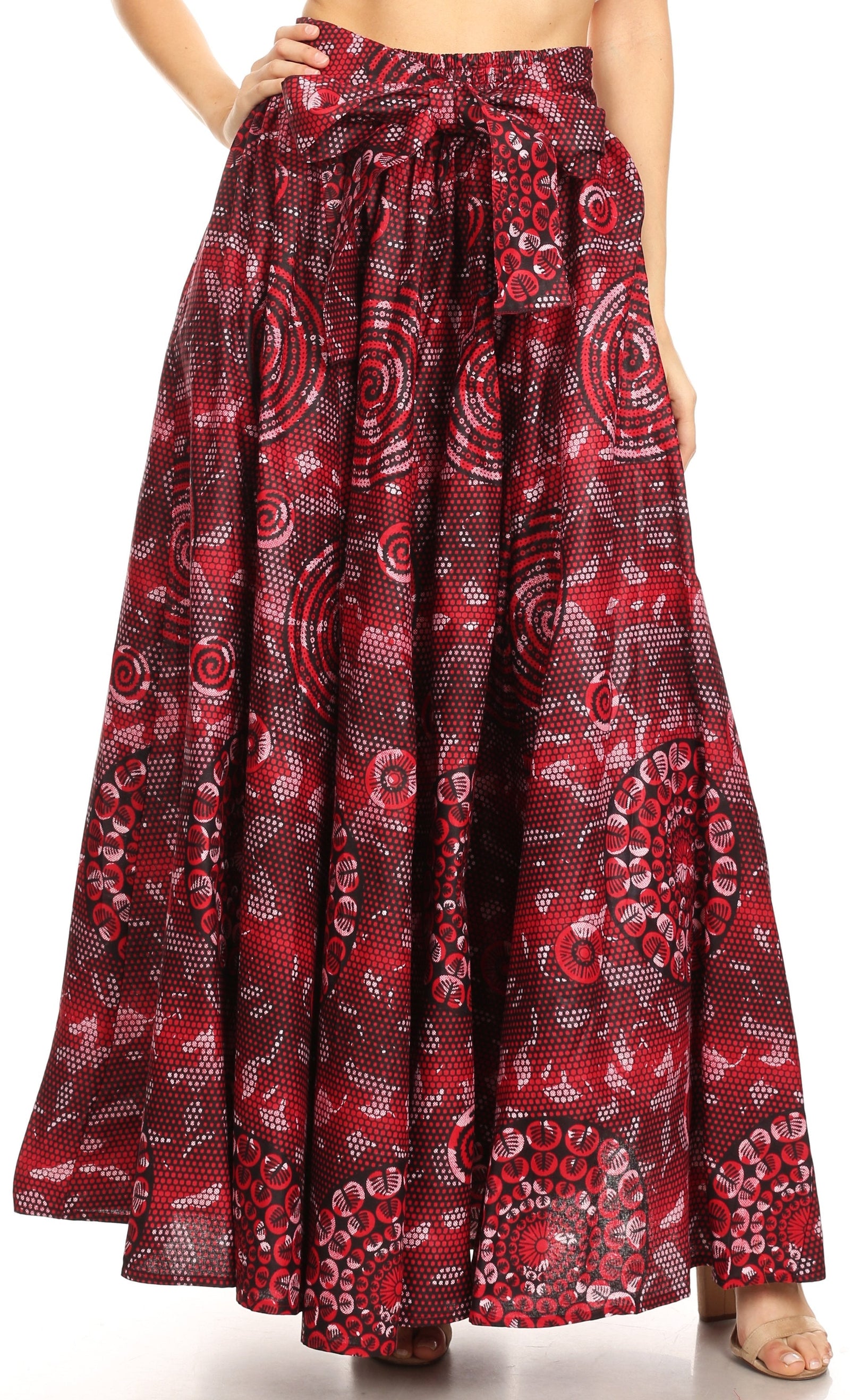 Sakkas Asma Convertible Traditional Wax Print Adjustable Strap Maxi Skirt Dress
