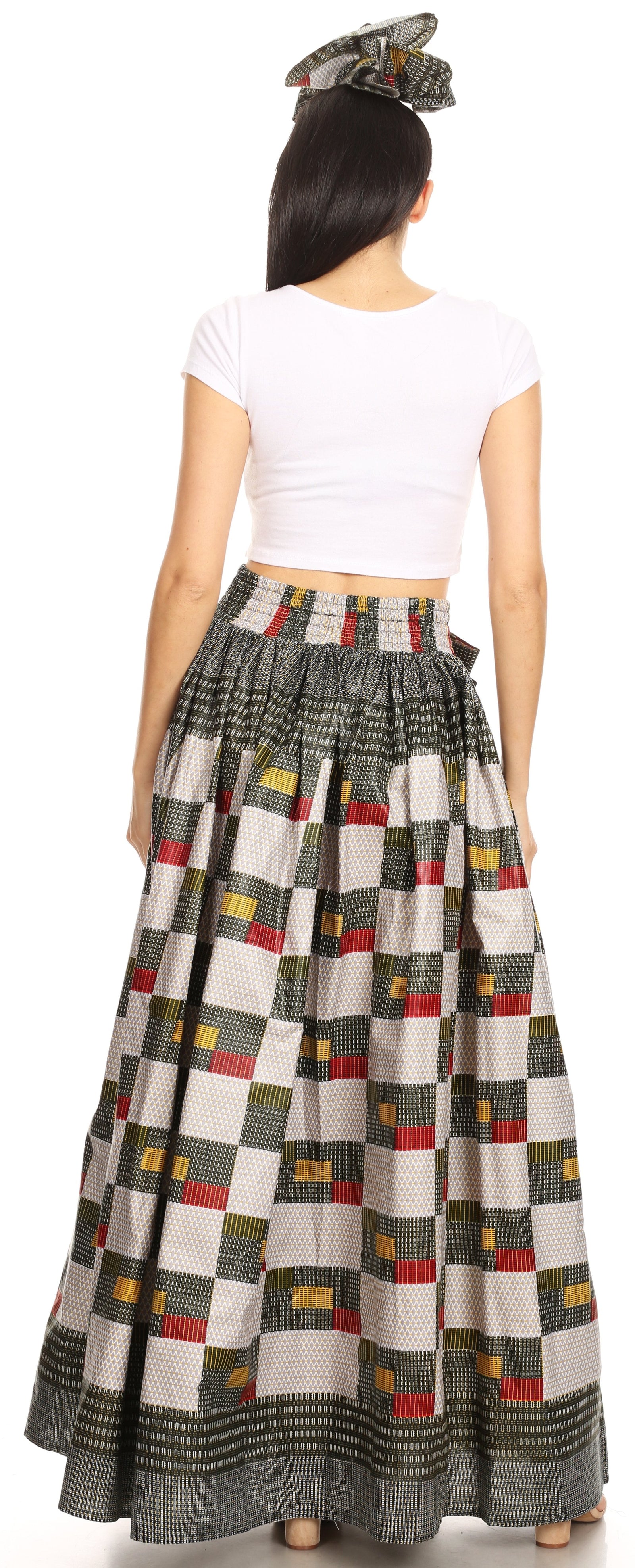 Sakkas Asma Convertible Traditional Wax Print Adjustable Strap Maxi Skirt Dress