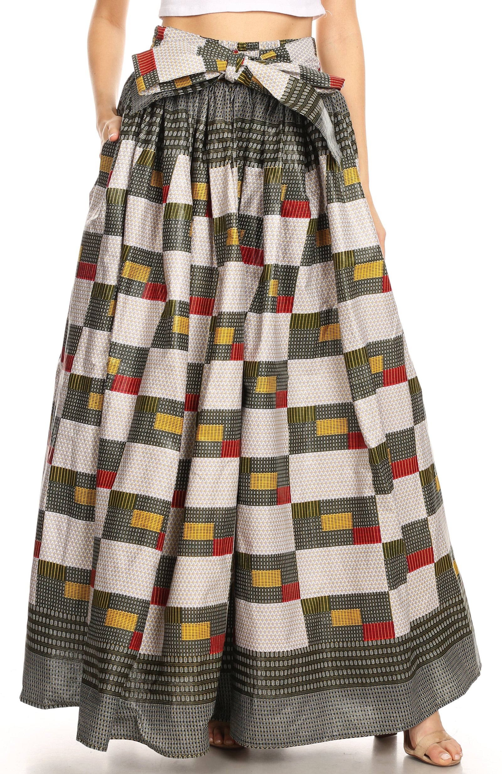 Sakkas Asma Convertible Traditional Wax Print Adjustable Strap Maxi Skirt Dress