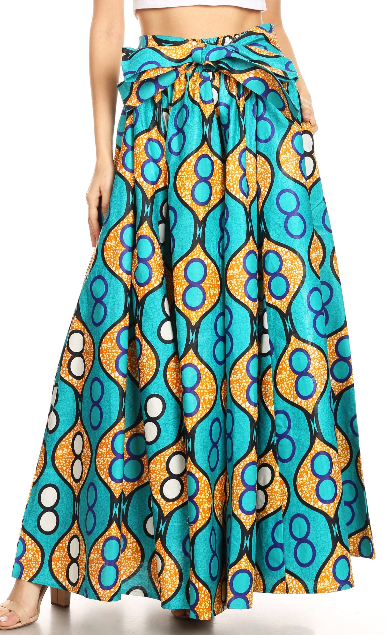 Sakkas Asma Convertible Traditional Wax Print Adjustable Strap Maxi Skirt Dress