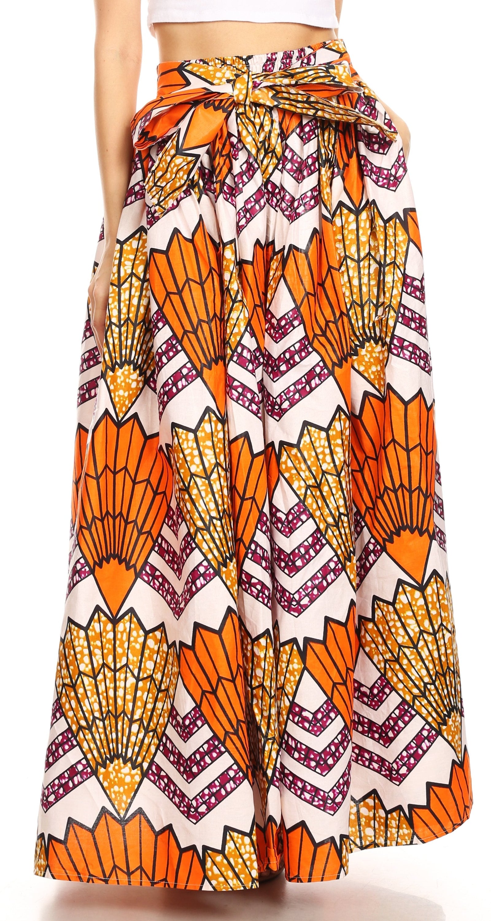 Sakkas Asma Convertible Traditional Wax Print Adjustable Strap Maxi Skirt Dress