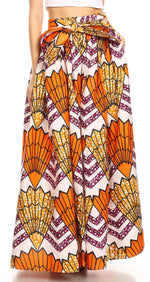 Sakkas Asma Convertible Traditional Wax Print Adjustable Strap Maxi Skirt Dress
