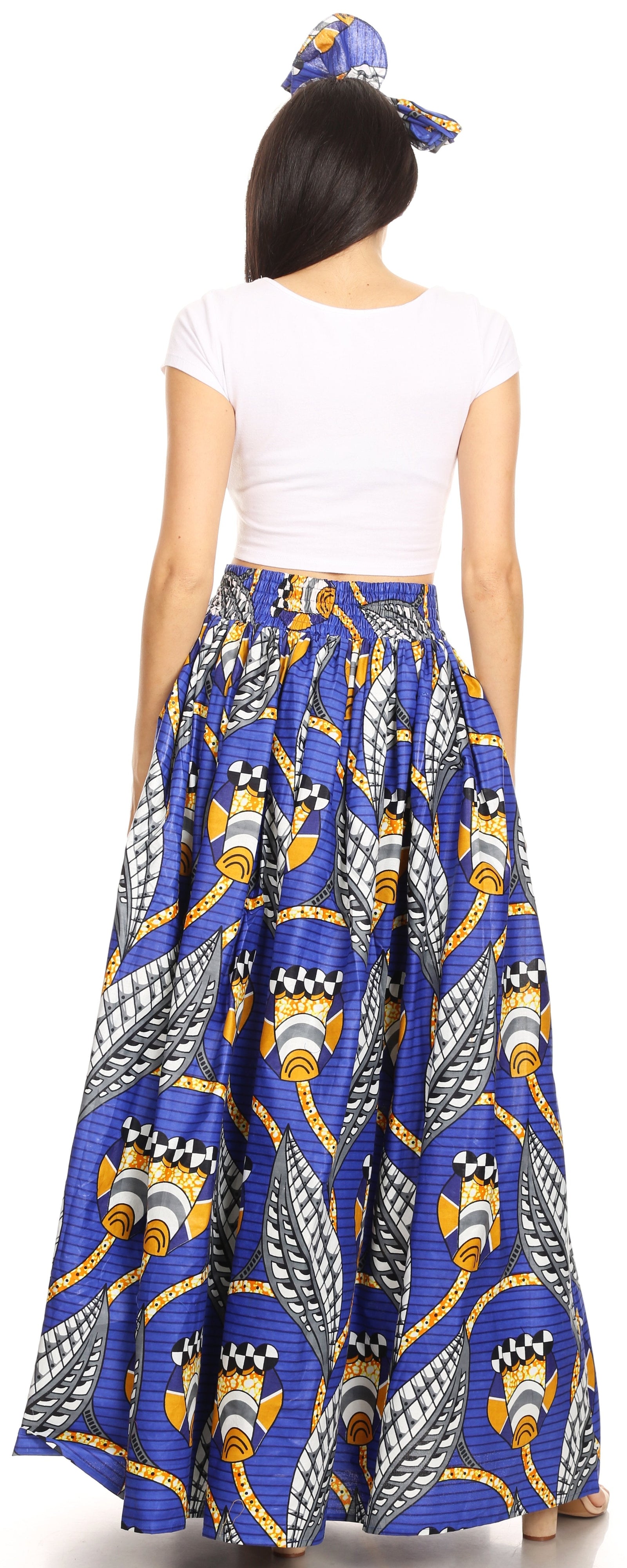 Sakkas Asma Convertible Traditional Wax Print Adjustable Strap Maxi Skirt Dress